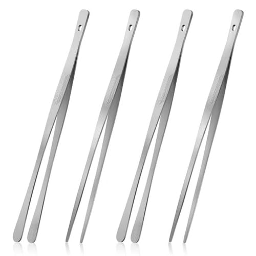 Vaincre 12" Stainless Steel Kitchen Tongs - 4PCS Precision Cooking Tweezers