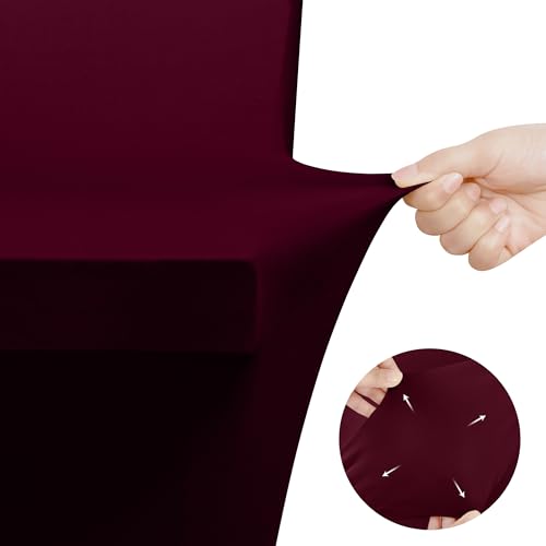 Utopia Kitchen Spandex Table Cloth - 6FT Fitted Cover, Burgundy, 2 Pack