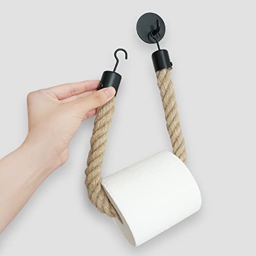 WONQEXZ Nautical Rope Toilet Paper Holder - Self-Adhesive Brown Hemp Rope