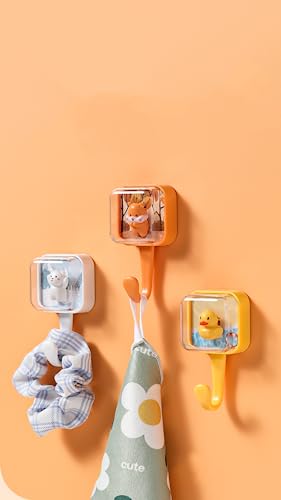 Bounce Squirrel Adhesive Wall Hooks - Cute Support for Keys & Towels, Waterproof & Easy Install
