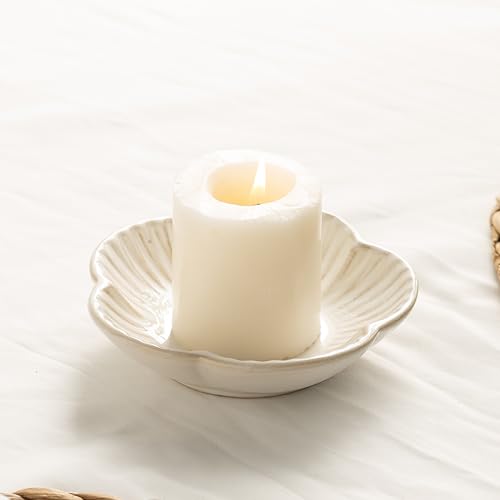 BEUNAIZER Ceramic Candle Holder Plate for Pillar & Tealight Candles