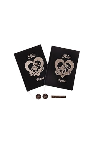 His and Hers Wedding Vow Books with Cufflinks & Tie Clip Set