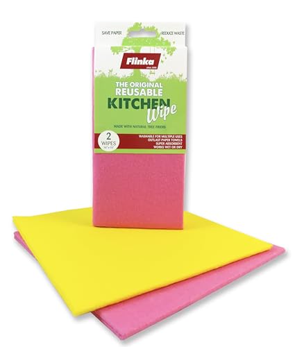Flinka Large Reusable Kitchen Wipes - 2 Pack, Washable Eco-Friendly Cloths