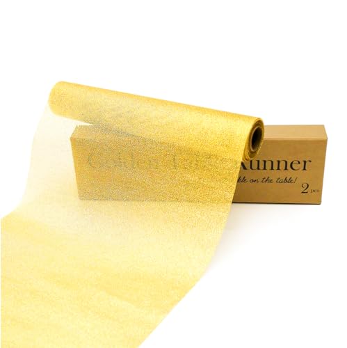 Gold Table Runner 11x108 Inches - 2 Pack, Wedding Party Decor, Gold Sand Variation