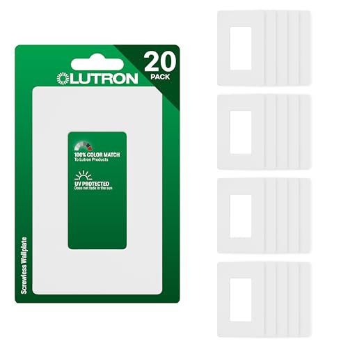 Lutron Claro Screwless Light Switch Cover Plate - 1 Gang, White, 20 Pack