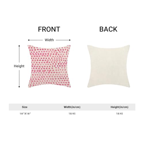 Pink Polka Dot Pillow Covers 18x18 Set of 2, Preppy Boho Throw Pillow Cases