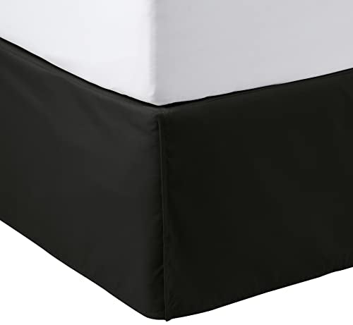 Queen Black Bed Skirt - Lightweight, Machine Washable, Wrinkle Resistant
