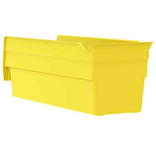 Akro-Mils 30120 Plastic Shelf Bins, Heavy Duty Storage Bins for Garage, Closet, and Drawer Organization, 12" x 4" x 4", Yellow, 24-Pack
