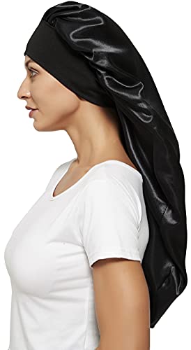 Extra Large Satin Braid Bonnet for Sleeping, 27-Inch Long Hair Wrap Cap