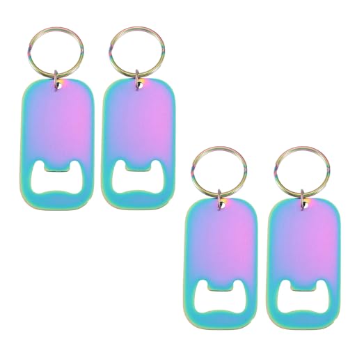 Colorful Stainless Steel Bottle Opener Keychains - 4 Pack