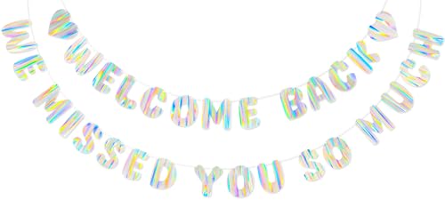 Iridescent Welcome Back Banner - Pre-Strung Holographic Decor