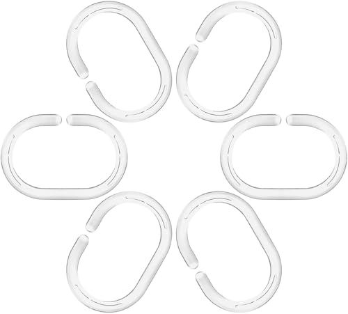 Kilymezh Clear Shower Curtain Rings - 24 Pack C-Shaped Hooks