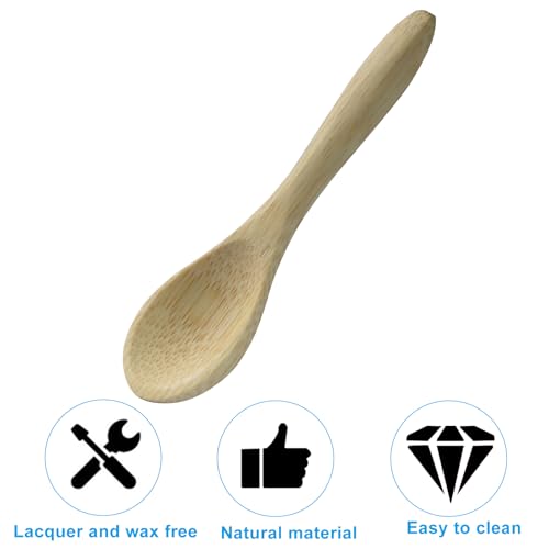 Mini Bamboo Wooden Spoons - 3.4 Inch, 4 Pcs for Cooking & Serving