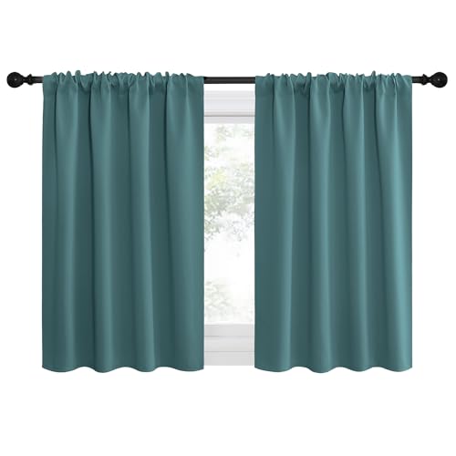 NICETOWN Sea Teal Blackout Curtains for Camper Windows, 42" x 36", Set of 2
