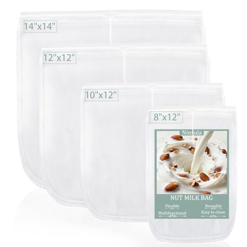Ninsula 4-Pack Nut Milk Bags - Reusable Food-Grade Nylon Strainers