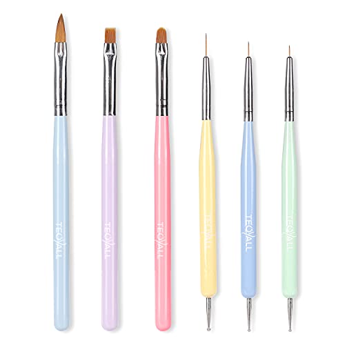 TEOYALL 6-Piece Professional Nail Art Brush and Dotting Tool Set