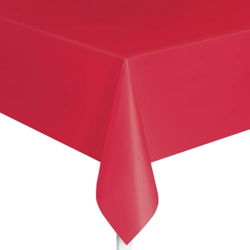 Red Rectangular Plastic Table Cover - 54" x 108" for Events