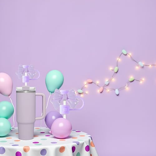 Silicone Bow Straw Topper for Stanley 30 & 40 Oz Cups - Purple