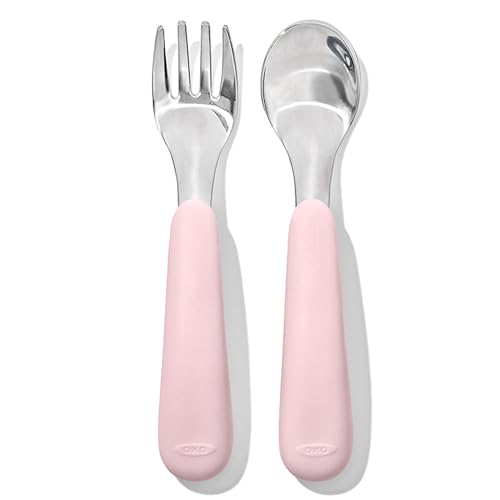 OXO Tot Fork and Spoon Set - Toddler Self-Feeding Utensils - Blossom
