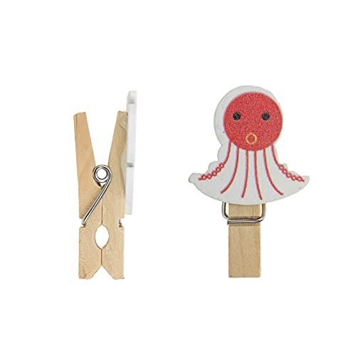 Bitray Mini Wooden Clothespins Ocean Animal Pattern Clips - 40pcs