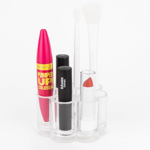 Acrylic Makeup Organizer - 12 Slot Cosmetic Brush & Lipstick Holder Stand