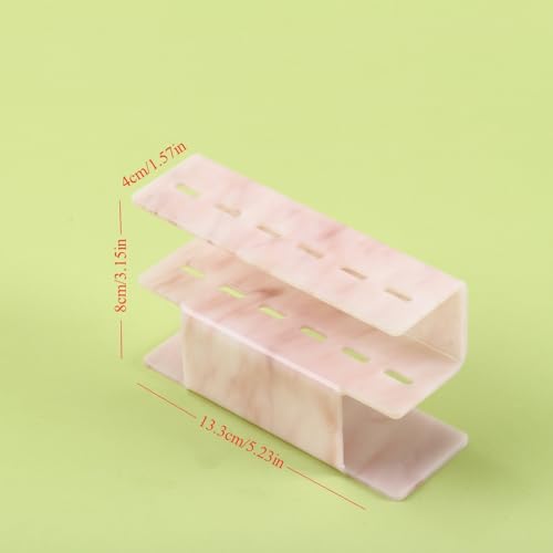 Acrylic Tweezers Holder Stand - 6-Hole Marble Pink Eyelash Organizer