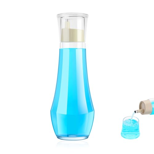 Tiyafuro 1p Glass Mouthwash Dispenser with Lid Cup, 8.8oz Refillable Bathroom Container