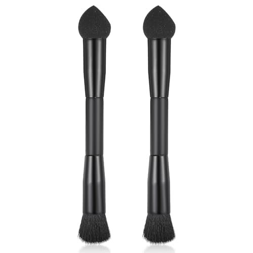 Dual Ended Hairline Powder Brush Set with Sponge Tip & Soft Bristles - 2 Pcs