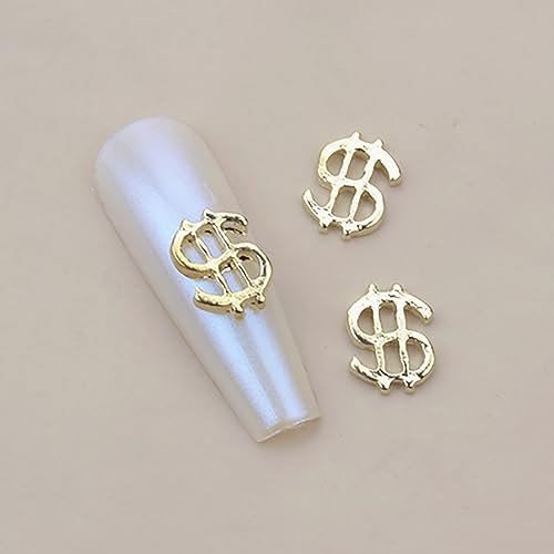 WOKOTO 90pcs 3D Money Sign Nail Charms - Gold, Silver & Rose Gold Alloy