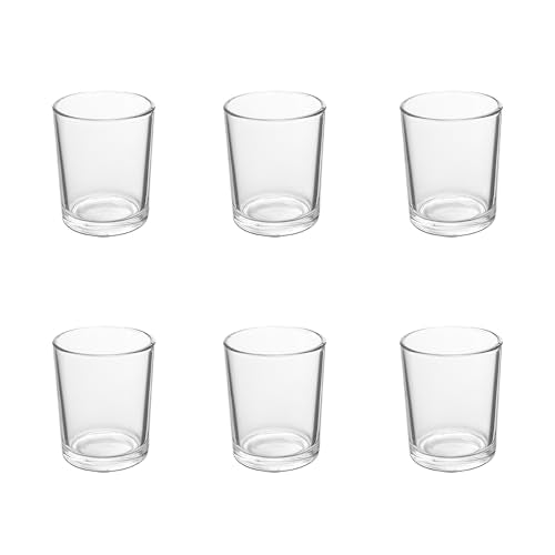 BTGLLAS 6pcs Clear Glass Tea Light Candle Holders Votive for Weddings & Holidays