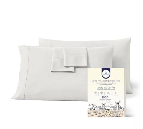 100% Organic Cotton Standard Pillowcases – Set of 2, 1000 TC Sateen, Silver