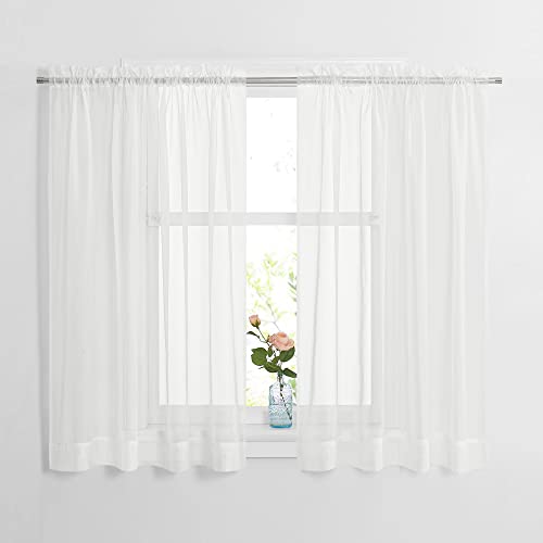 NICETOWN Ivory Voile Sheer Window Curtains 60x45 Inches Pack of 2 for Bedroom & Nursery