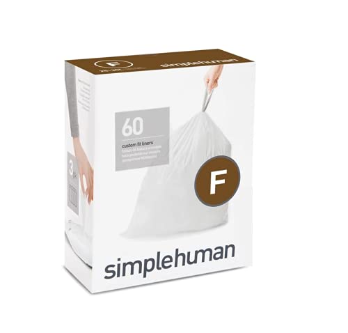 simplehuman Code F Custom Fit Drawstring Trash Bags 20 Count, White, 240 Liners in Dispenser Pack - 30L / 8 Gal