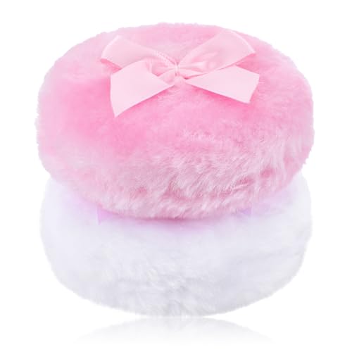 Large Fluffy Powder Puff 2-Pack - 3.5 Inch Soft Body & Loose Powder Puff
