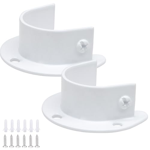 Biaungdo 1-1/4 Inch Heavy Duty Closet Rod End Supports - 2 Pack, White