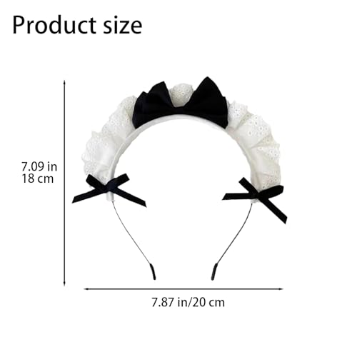 Lolita Maid Cosplay Headband Set Lace Bow Hair Band 2 Pcs Black Red