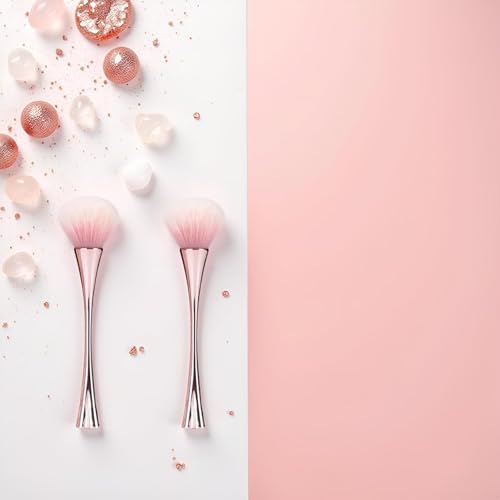 Awexzecor 2Pcs Rose Gold Nail Art Dust Brush Soft Cleaner for Acrylic Nails