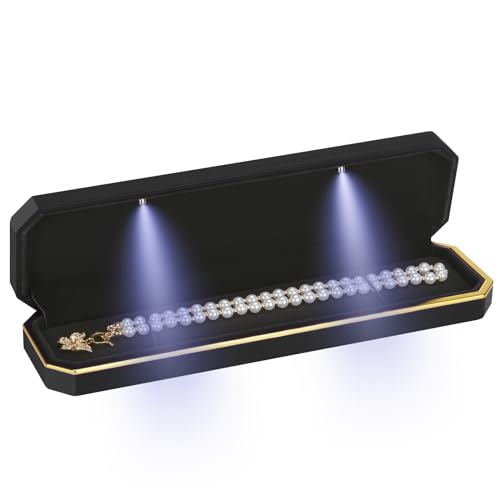 Luxury LED Jewelry Box with Velvet Interior - Necklace Organizer