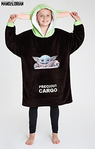 Disney The Mandalorian Baby Yoda Blanket Hoodie for Kids, One Size, Brown/Green