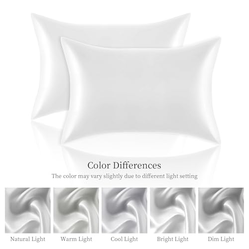 Mimkus White Satin Pillowcase 20x26 inches - Soft & Luxurious