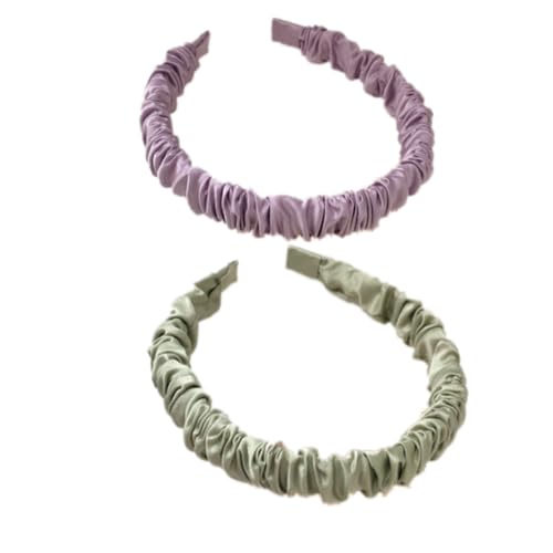 YOEMAYUNER 2-Pack Satin Ruched Headbands for Women Pleated Hair Accessories