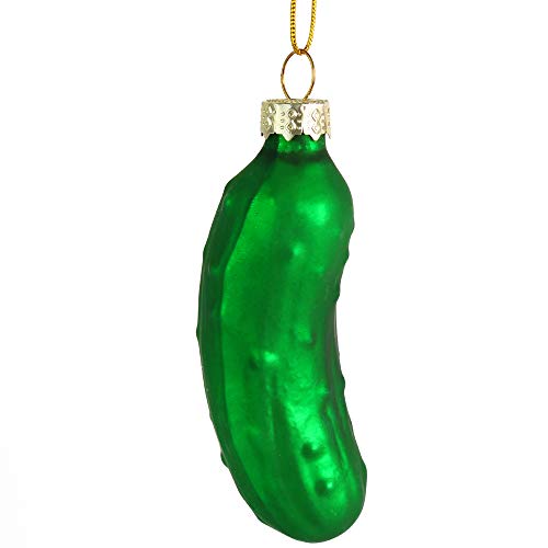 Christmas Pickle Glass Ornament - Traditional Holiday Tree Decor 3.5"