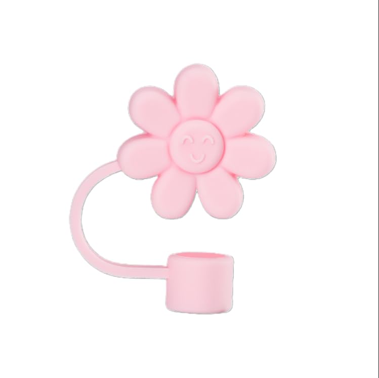 Cute Silicone Flower Straw Topper for 10mm Straws - Pink