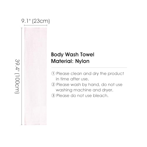 SHIMOYAMA Exfoliating Shower Towel & Body Scrubber, Pink
