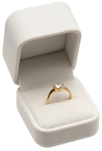 White Velvet Single Ring Box for Engagement, Wedding & Gifts