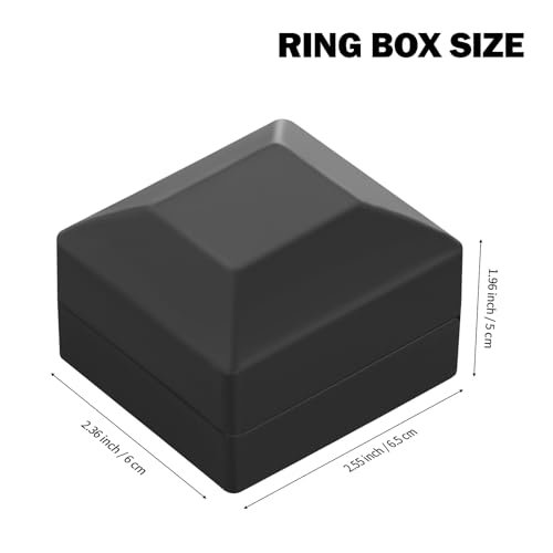 LETURE Black Velvet Ring Box with LED Light - 2 Piece Jewelry Display for Engagement & Wedding