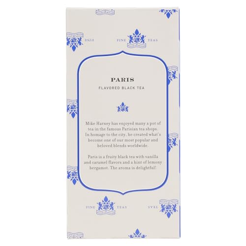 Harney & Sons Paris Black Tea, Box of 20 Teabags | Fruity Vanilla & Caramel Blend with Hint of Lemony Bergamot