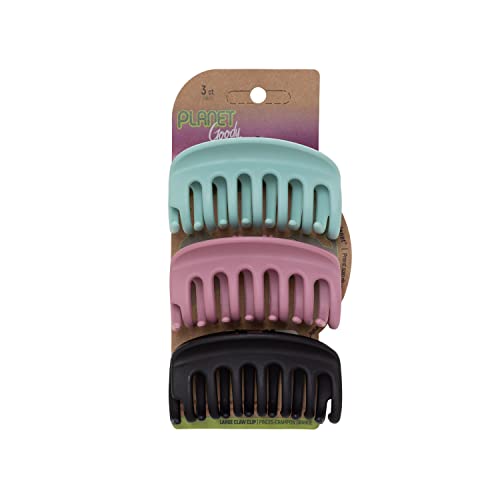 GOODY Sustainable Large Hair Claw Clips 3-Pack - Plant-Based Assorted Colors