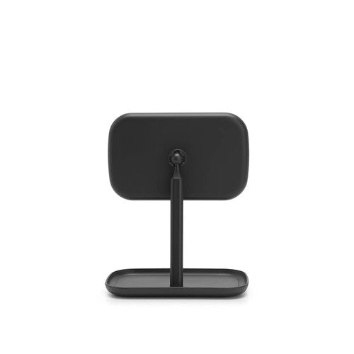 Brabantia Renew 360° Adjustable Vanity Bathroom Mirror with Stand & Storage Tray (Dark Grey) Non-Slip Tray for Makeup, Jewellery, Shaving Accessories (8x8x11)