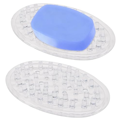 Seimneire 2 Pack Clear Plastic Soap Dish with Drainage Hole